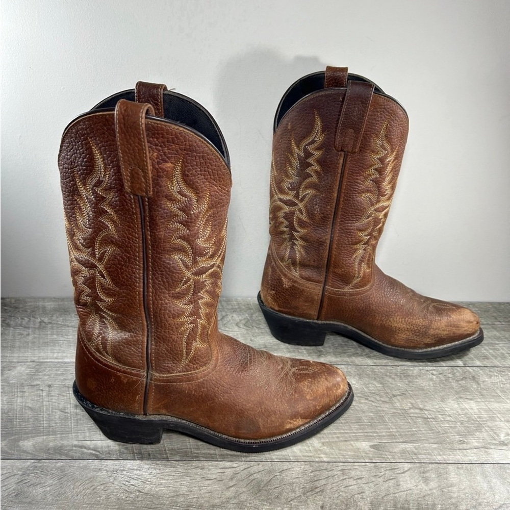 Laredo 68494 Briar Saw Mill Brown Leather Cowboy Western Men’s Boots Size 8.5